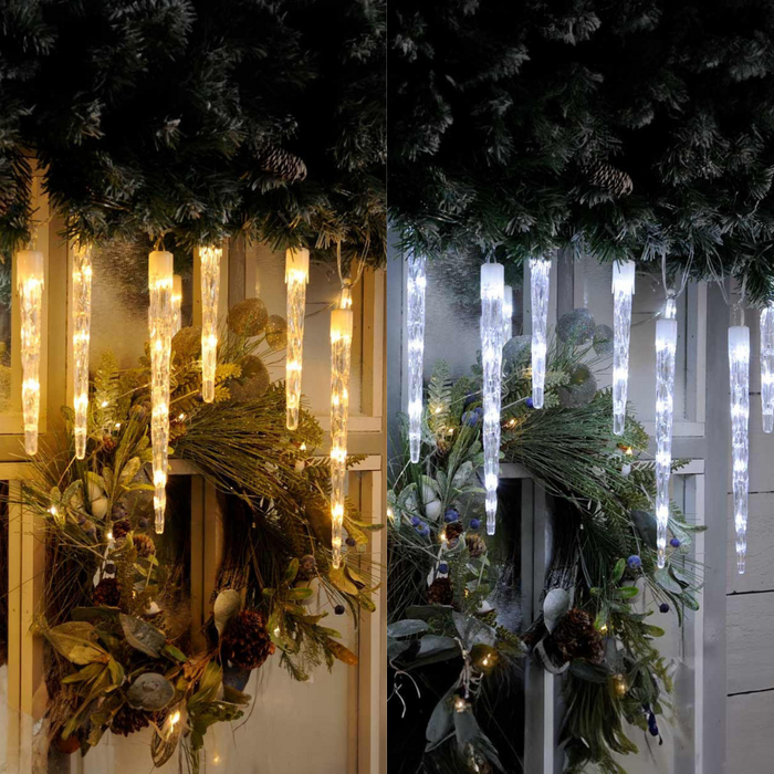 Festive 24 Colour Changing Icicle Lights Warm White/Cool White