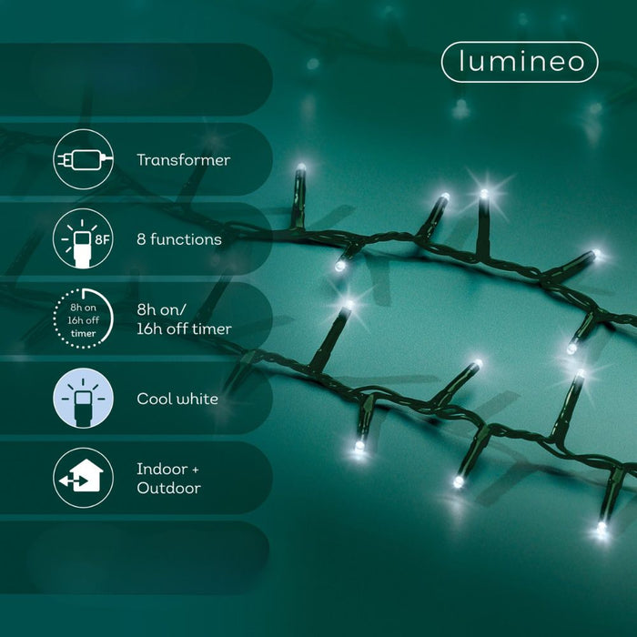 Lumineo Plug In Christmas Lights (Mains Powered) – Cool White LED String Lights