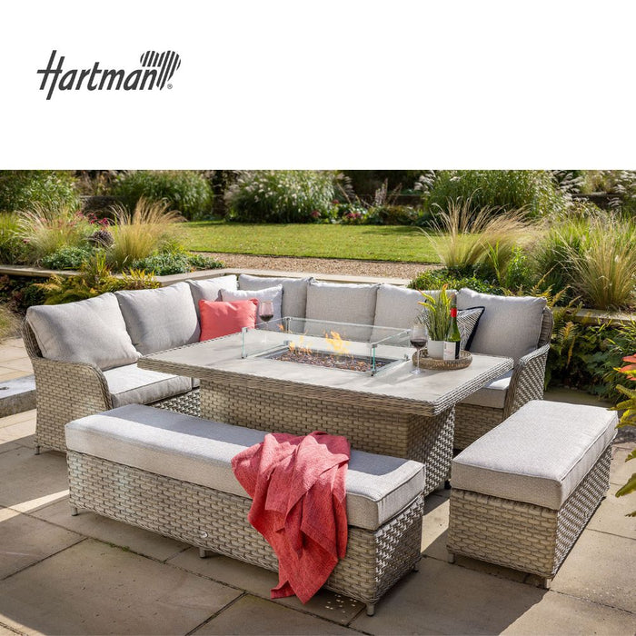 Hartman Garden Furniture With Gas Fire Pit Casual Dining Set