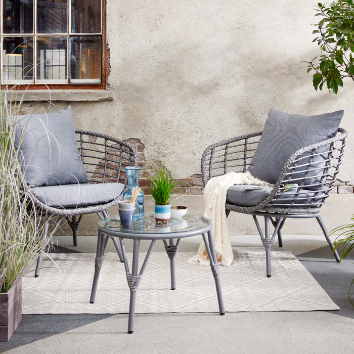 Kaemingk Evora Grey Wicker Bistro Set