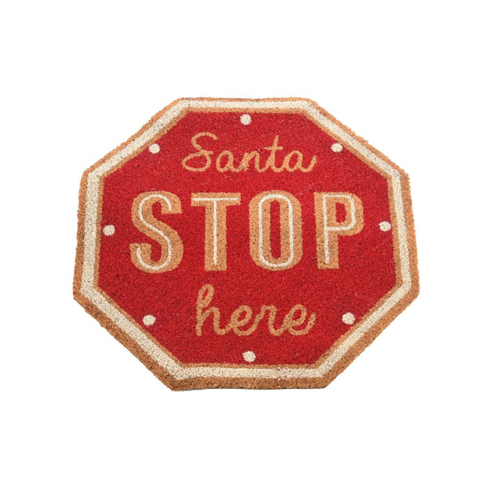 Festive Santa Stop Here Coir Doormat