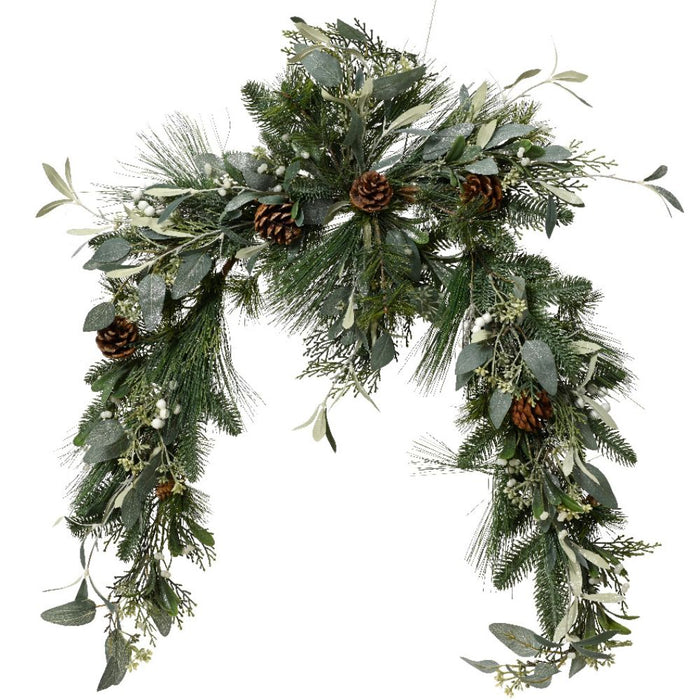 Glitter Garland With Eucalyptus And Pinecones