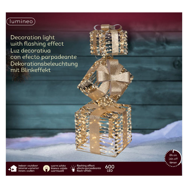 Gold Ribbon Lit LED Stack - Warm White