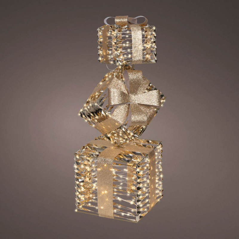 Gold Ribbon Lit LED Stack - Warm White