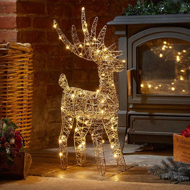 Gold Weave WonderDeer Lit Christmas Figurine - 43cm