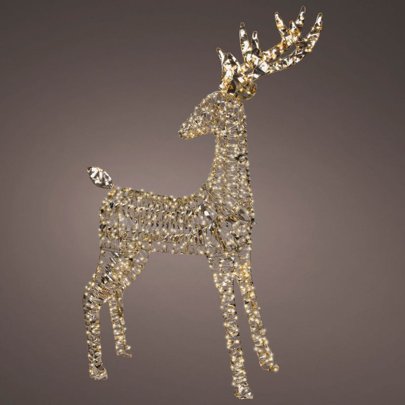130cm Lit Gold Ribbon Reindeer - Warm White