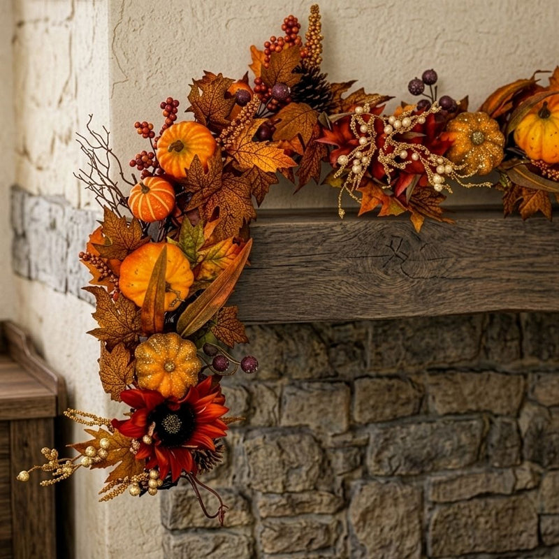 Bosk Golden Harvest Garland - 6ft x 10" with 150 Warm White LED