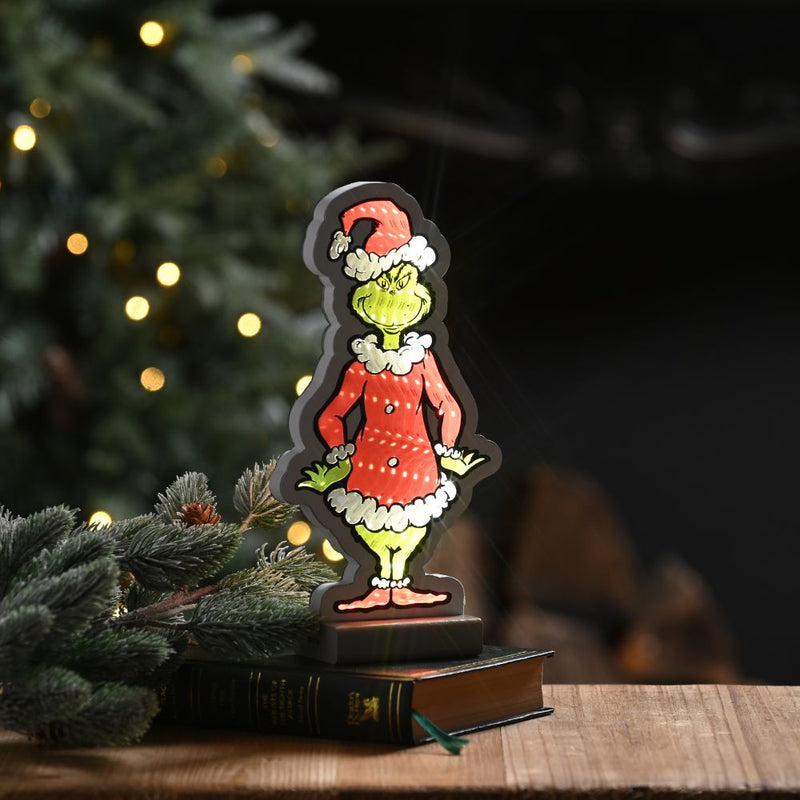 Festive Grinch in Santa Suit Infinity Light 20cm