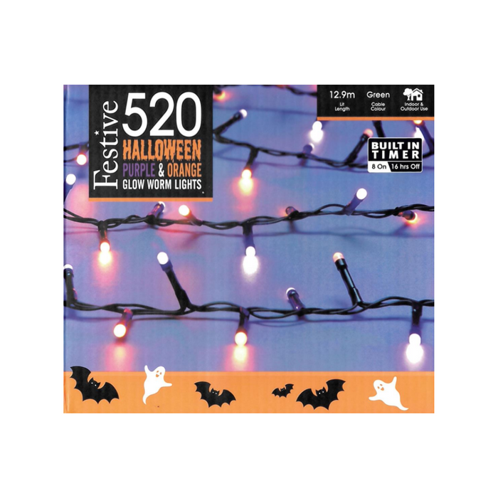 Festive Halloween Glow-Worm String Lights 520 LED's