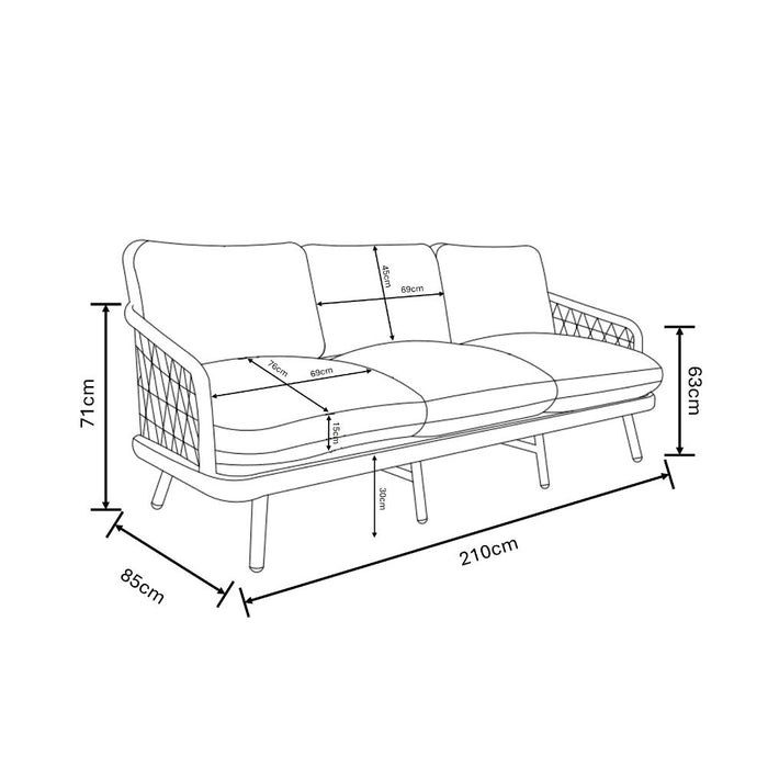 Harman Aries 3 Seat Adjustable Lounge Set