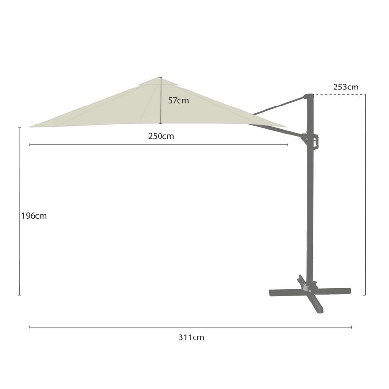 Hartman Aegean Square 2.5m Cantilever Parasol