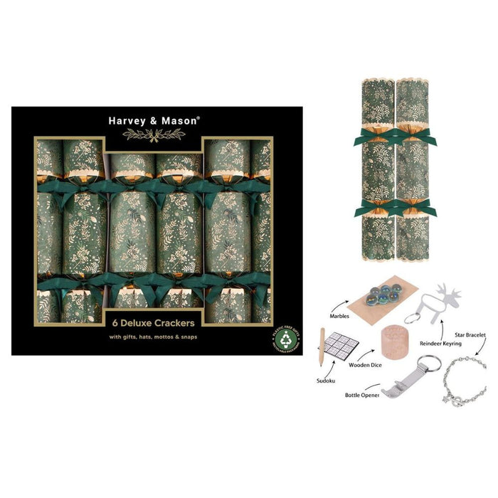Harvey & Mason 6 Deluxe Green Foliage 13.5" Crackers