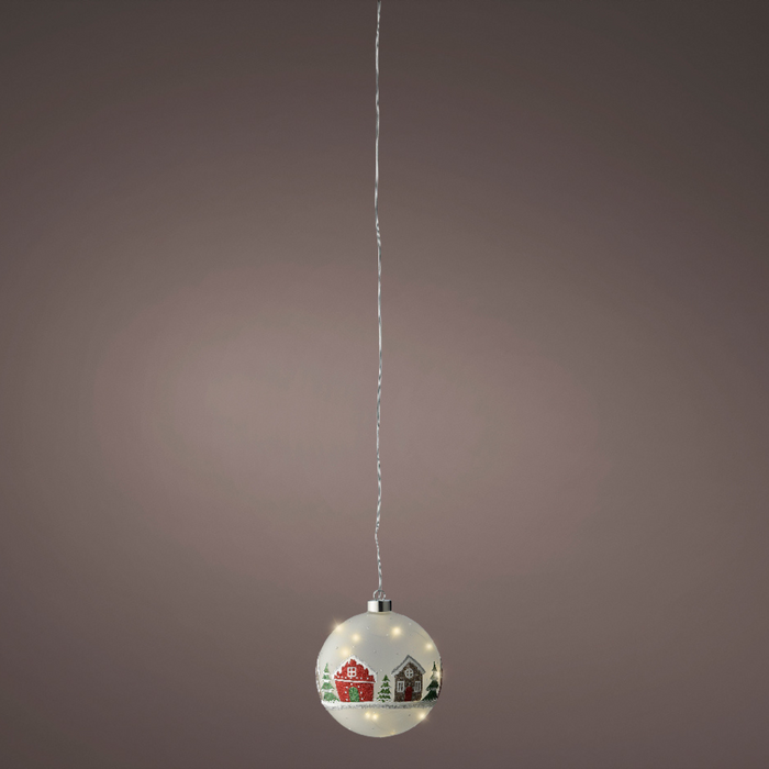 Lumineo 14cm House Glass Bauble On Rope