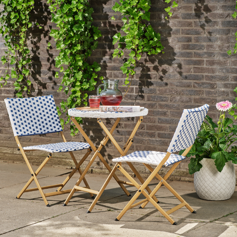 Kaemingk Blue Bellano Wicker Bistro Set