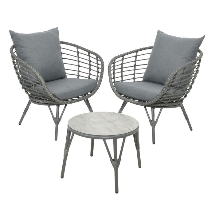 Kaemingk Evora Grey Wicker Bistro Set