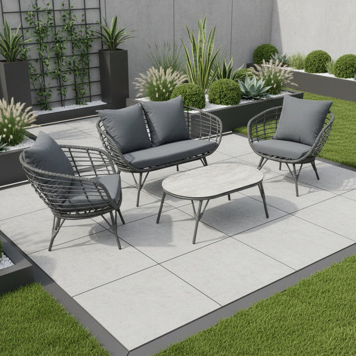 Kaemingk Evora Grey Wicker Lounge Set