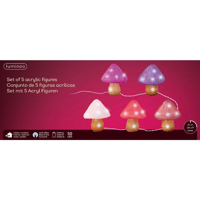 Lumineo LED Acrylic Mushroom Set (5pcs)