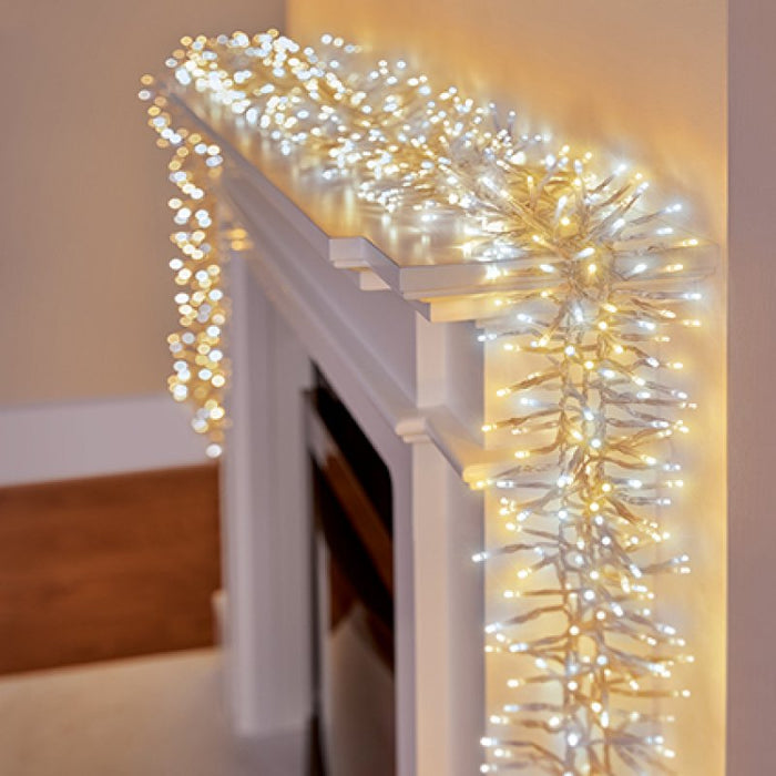 Multi Action LED Cluster Lights Warm White/White - Clear Cable