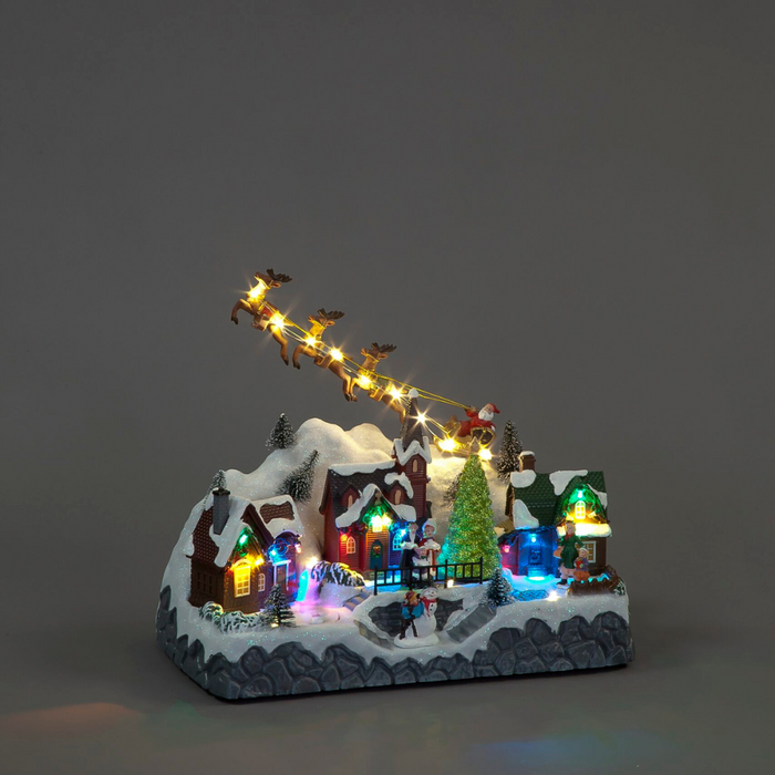 Snowtime 27cm LED Village With Santa & Sleigh