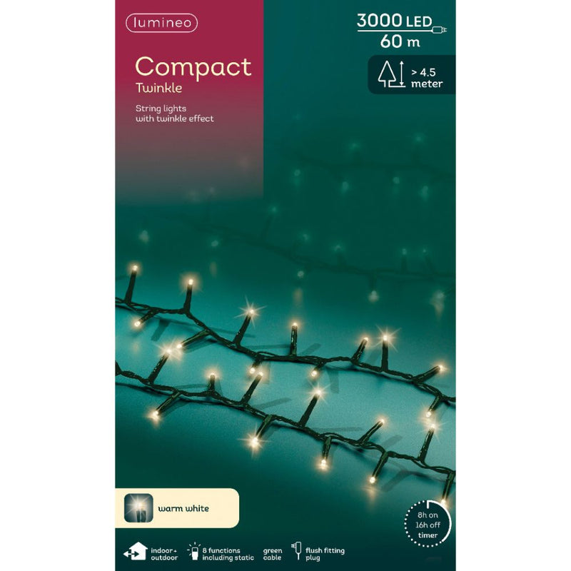 Lumineo Plug In Christmas Lights (Mains Powered) – Warm White LED String Lights