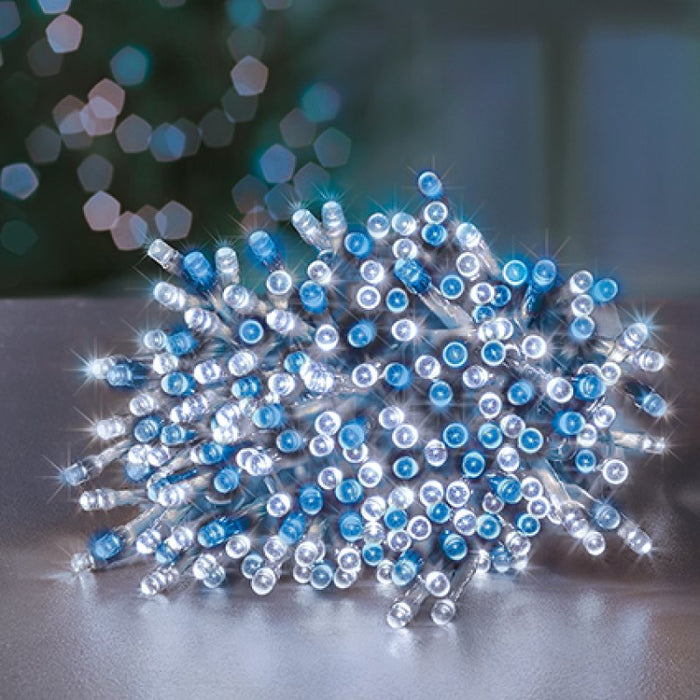 Premier Plug In Christmas Lights (Mains Powered) – Blue and White 200 LED String Lights