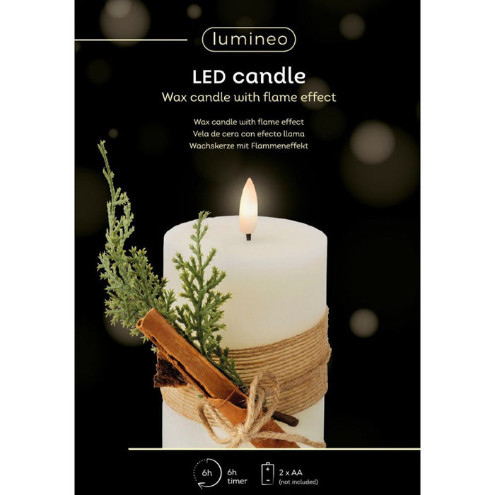 LED Wick Candle With Leaf Decoration