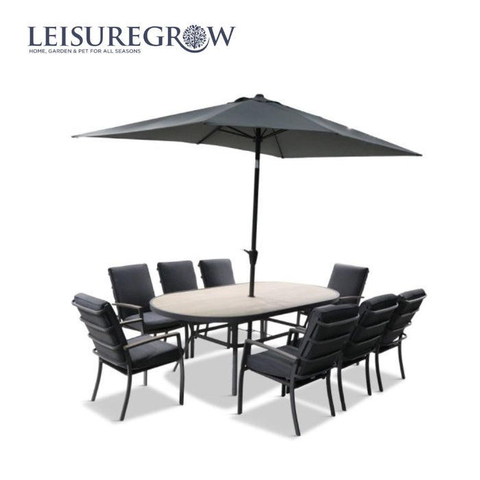 LG Monza 8 Seat Dining Set With Parasol & Base
