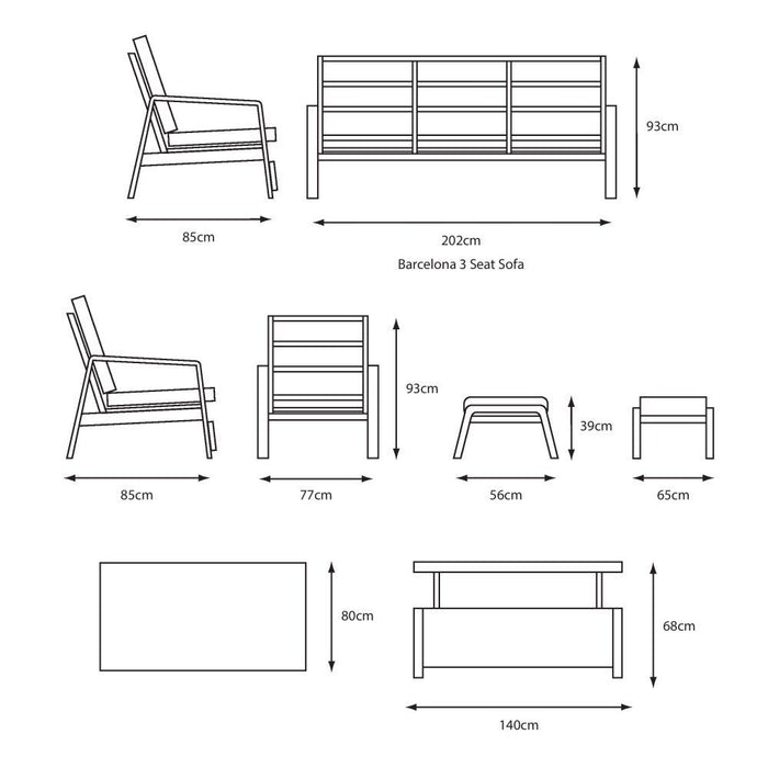 LG Outdoor Barcelona Lounge Dining Set with Adjustable Table