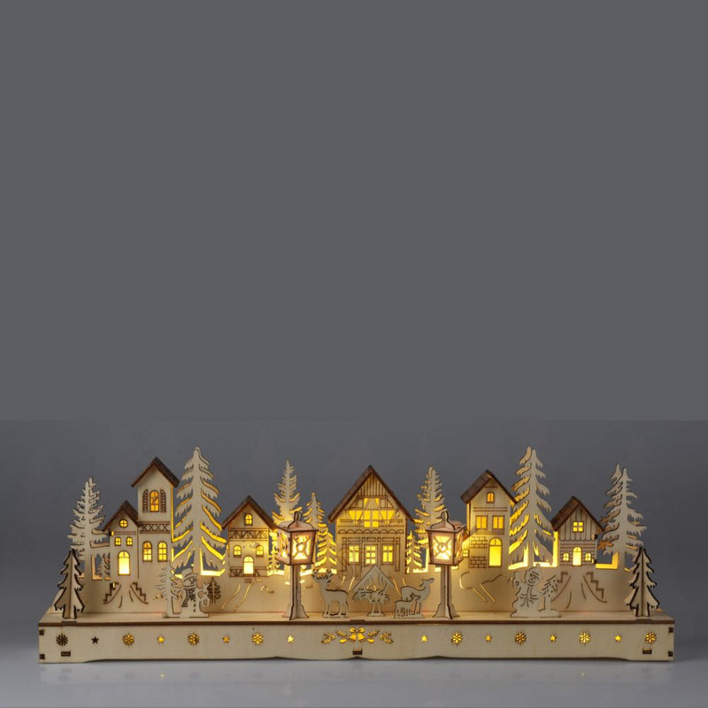 Large Wooden House Christmas Scene with Warm White LED's