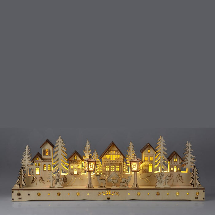 Large Wooden House Christmas Scene with Warm White LED's