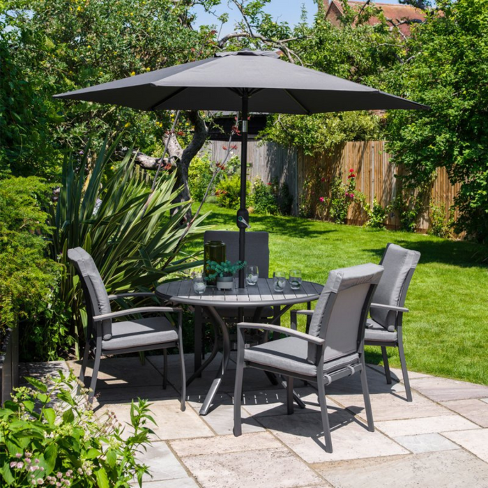 Leisuregrow Turin 4 Seat Dining Set With 2.5m Parasol