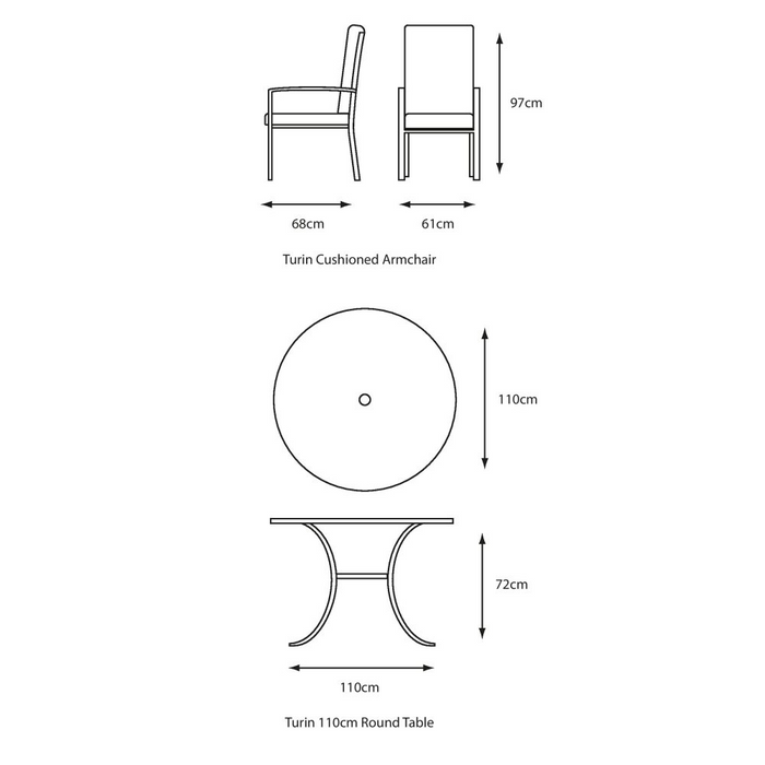 Leisuregrow Turin 4 Seat Dining Set With 2.5m Parasol