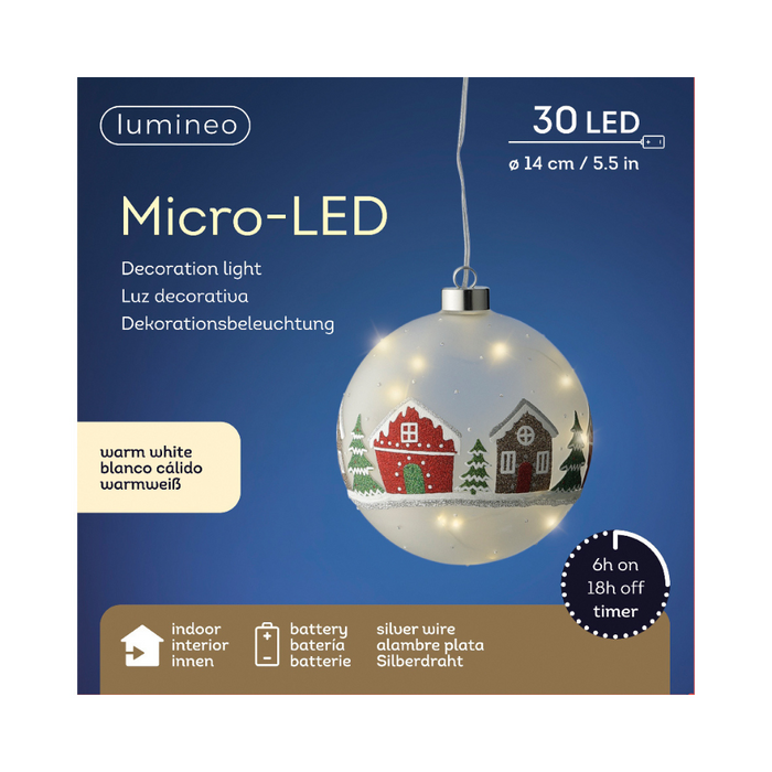 Lumineo 14cm House Glass Bauble On Rope