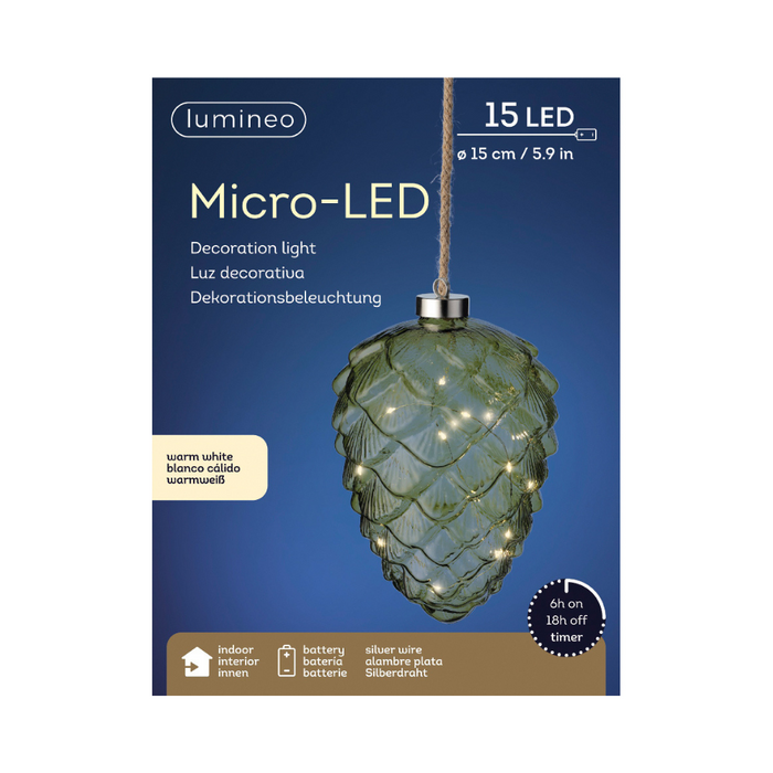 Lumineo Micro LED Green Glass Pinecone