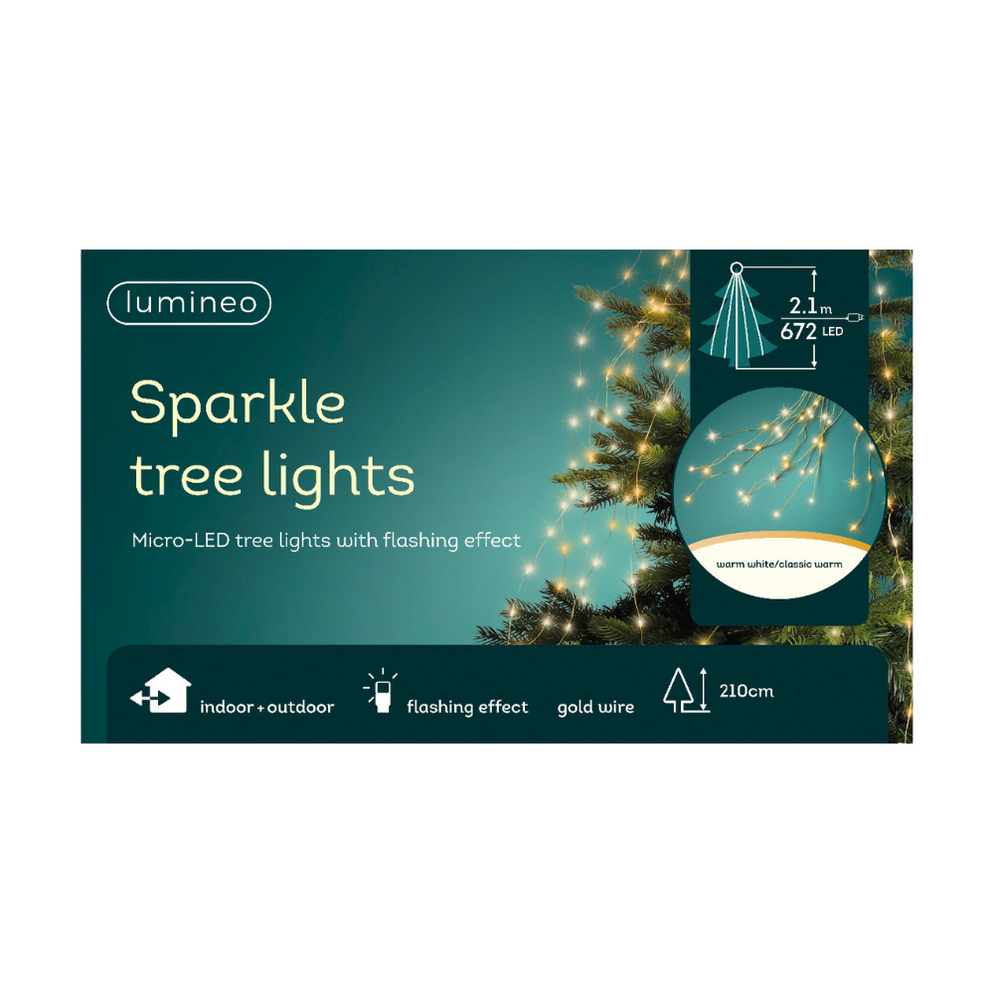 Lumineo Micro LED Tree Lights Warm White/Classic Warm Gold Wire — Newbank Garden Centre