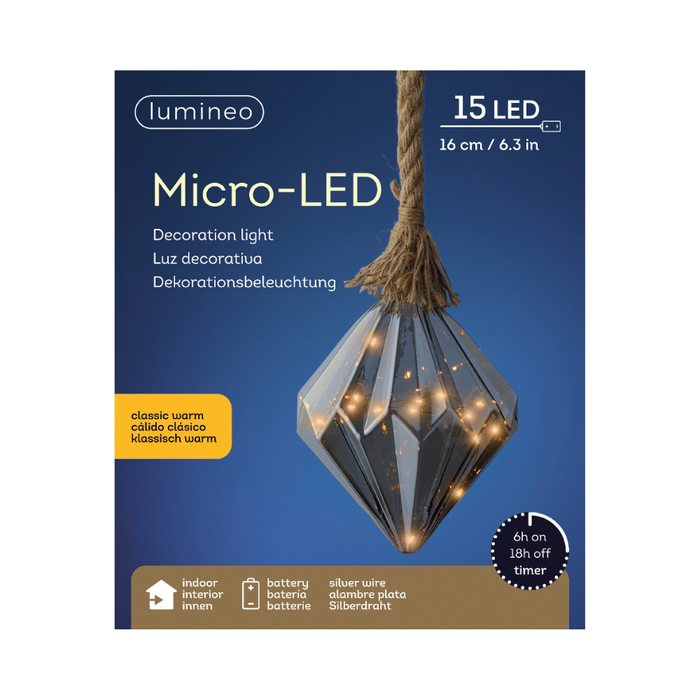 Lumineo Micro LED Smokey Diamond On Rope