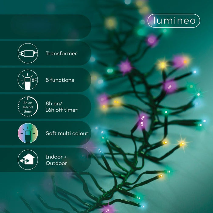 Lumineo Plug In Christmas Lights (Mains Powered) – Multicolour LED Cluster String Lights