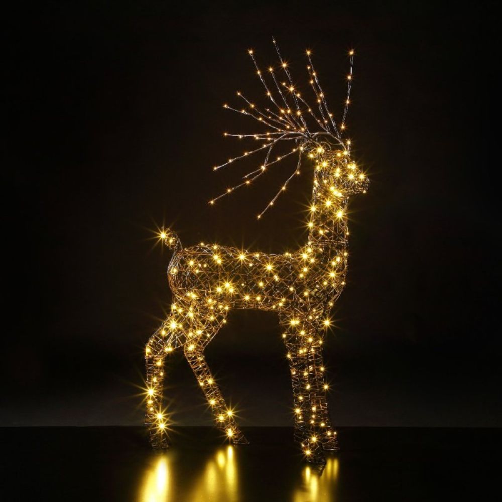 Noma 1.3m Brown Wicker Stag Warm White — Newbank Garden Centre