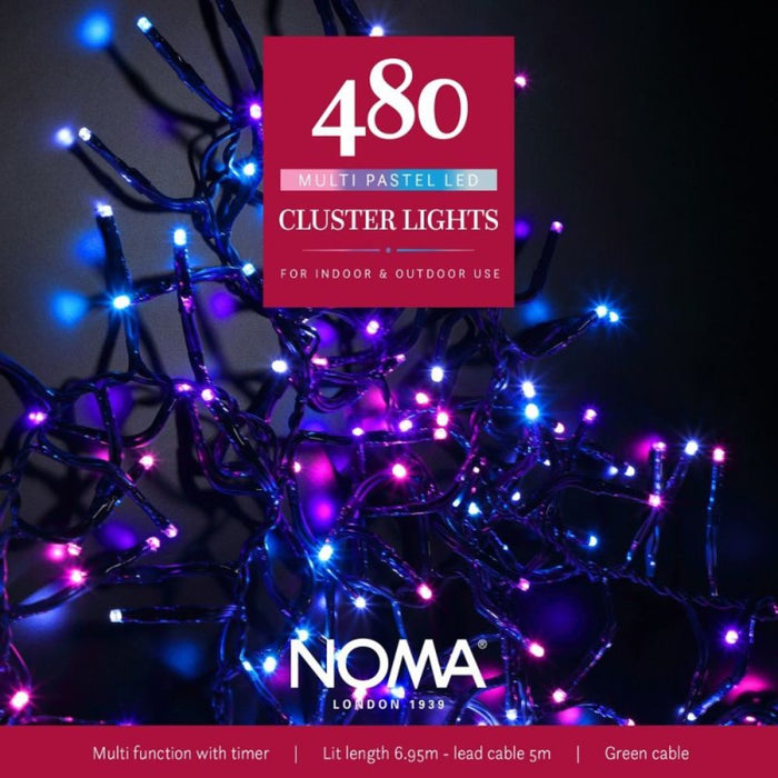 Noma 480 Pastel Multifunction Cluster Lights With Green Cable
