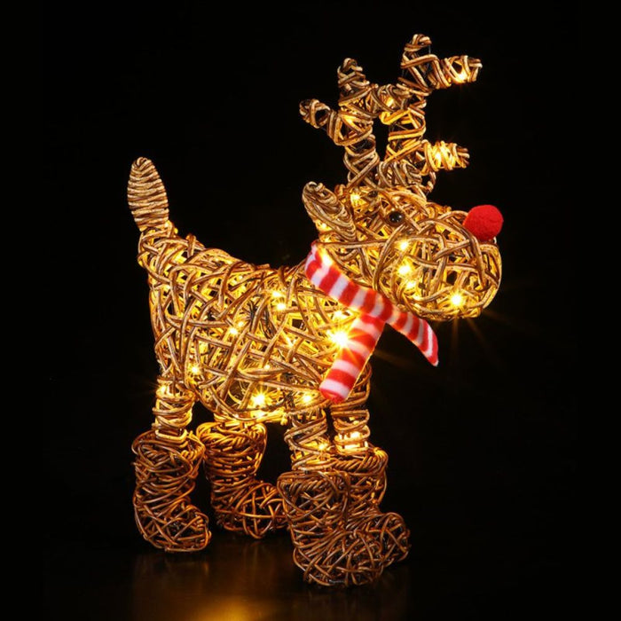 Noma Brown Wicker Rudolph with LED's