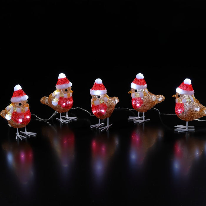 Noma LED Robin With Hats 5pcs — Newbank Garden Centre