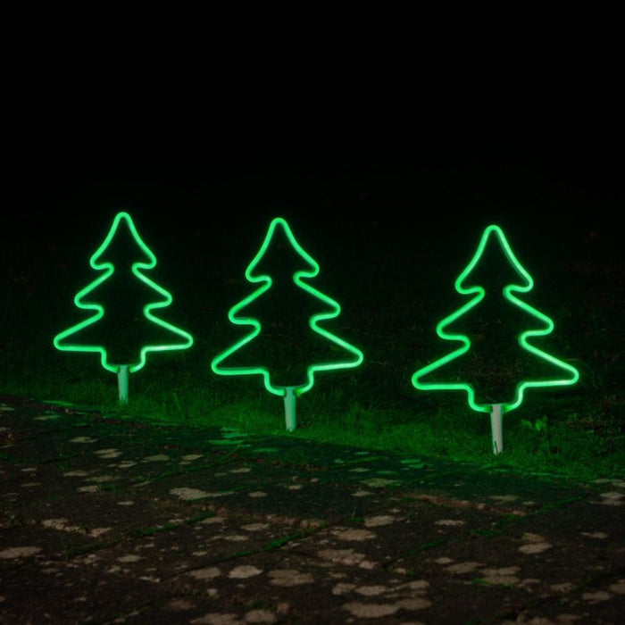 Noma Set of 3 LED Neon Green Trees Stakelight