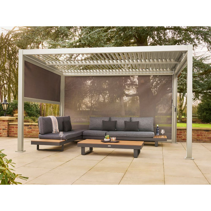Norfolk Leisure Nexus Beige Pergola with Solar LED Lights + 3 Screens