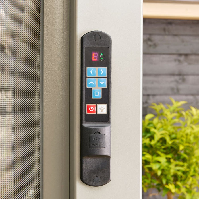 Norfolk Leisure Nexus Beige Pergola with Solar LED Lights + 3 Screens