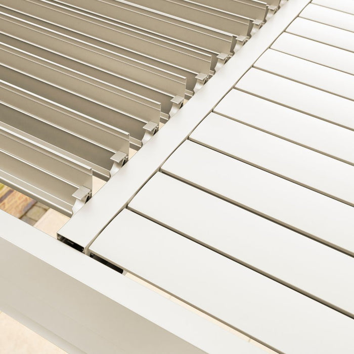 Norfolk Leisure Nexus Beige Pergola with Solar LED Lights + 3 Screens