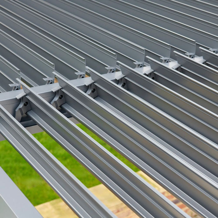 Norfolk Leisure Royce Cube Lite (Nexus) Grey Pergola with Solar LED Lights + 3 Screens