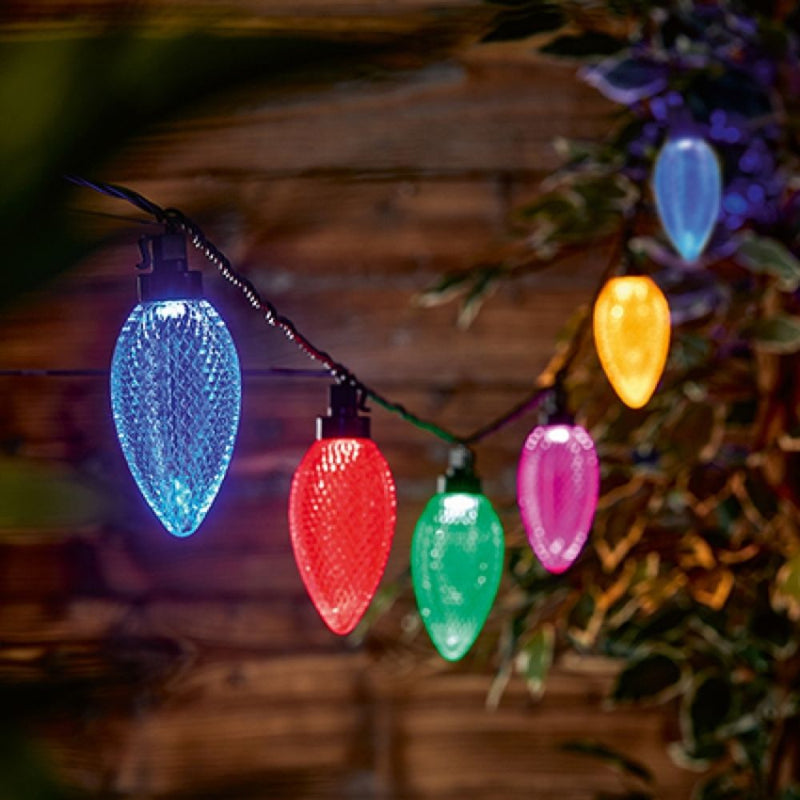 Premier Plug In Christmas Lights (Mains Powered) - Multicolour LED Cone String Lights