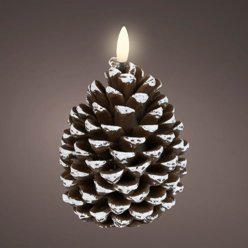 Pinecone LED Wick Candle - Brown/Warm White