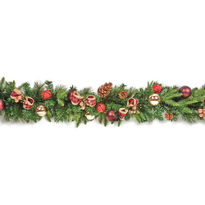 Premier 1.8m Red Bow Christmas Garland With Baubles & Pinecones