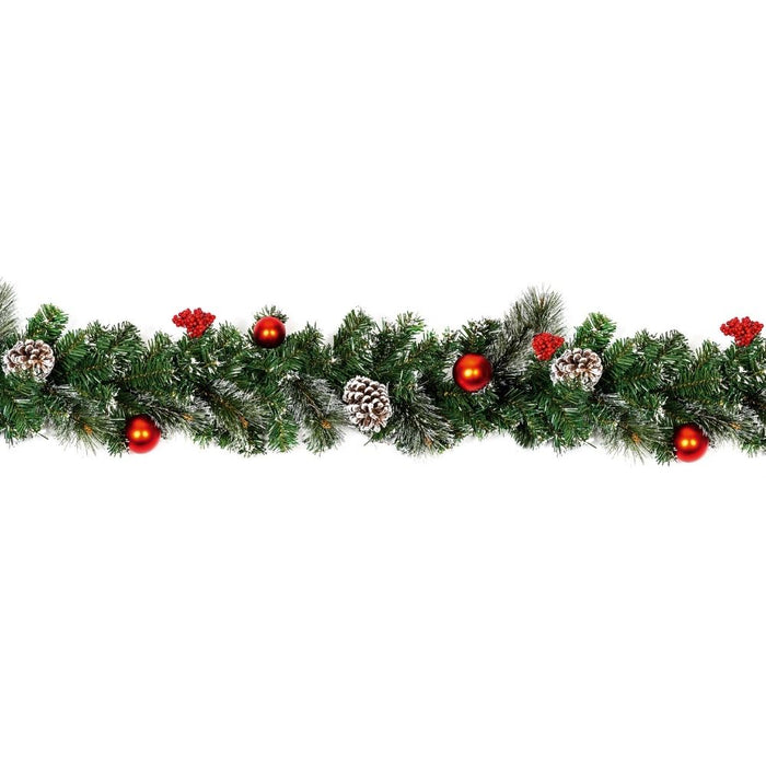 Premier 1.8m Red Dressed Christmas Garland